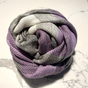 Talbots - Elegant Purple and Gray Plaid Scarf